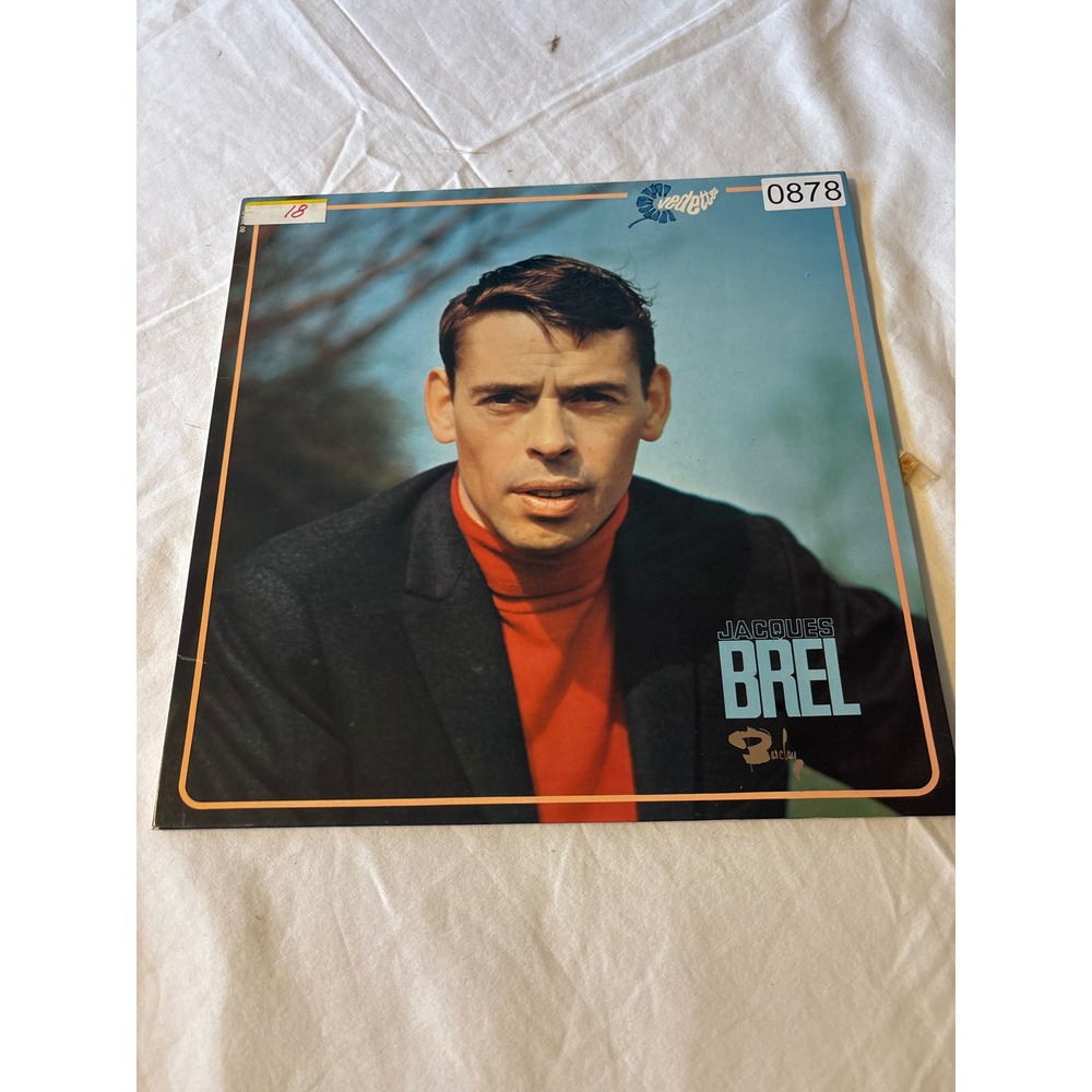 Jacques Brel Barclay Vinyl Record LP 0878 Blue Orange  French Chanson Vintage